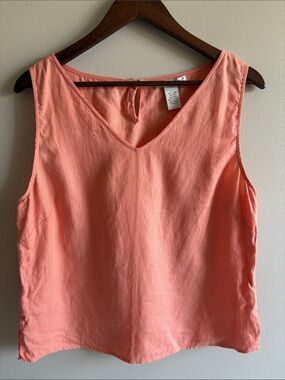 Jillian‎ Jones 100% Linen Coral Sleeveless Tank Top Size 14